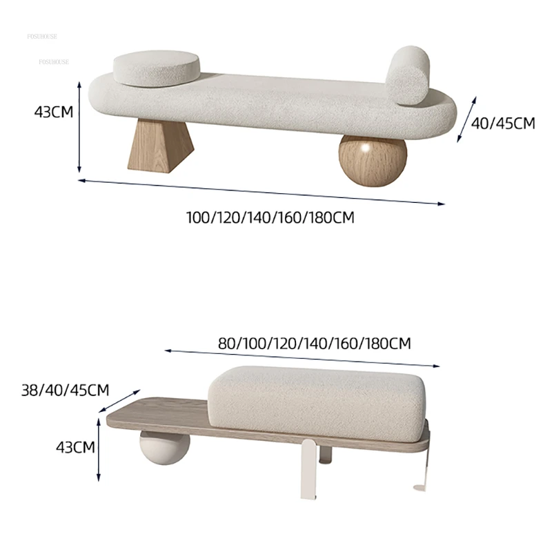 Description Picture 5 of itemNordic Solid Wood Stools Home Furniture Living Room Sofa Bench Entry Door Shoe Changing Stool Leisure Low Chairs Bed End Ottoman