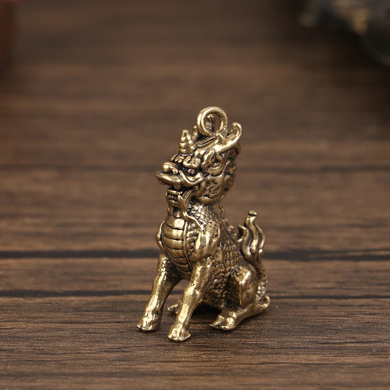 

Винтажная Статуэтка Qilin Luck Animal Fengshui, статуэтка богатства, латунный декор, процветание, украшение в китайском стиле