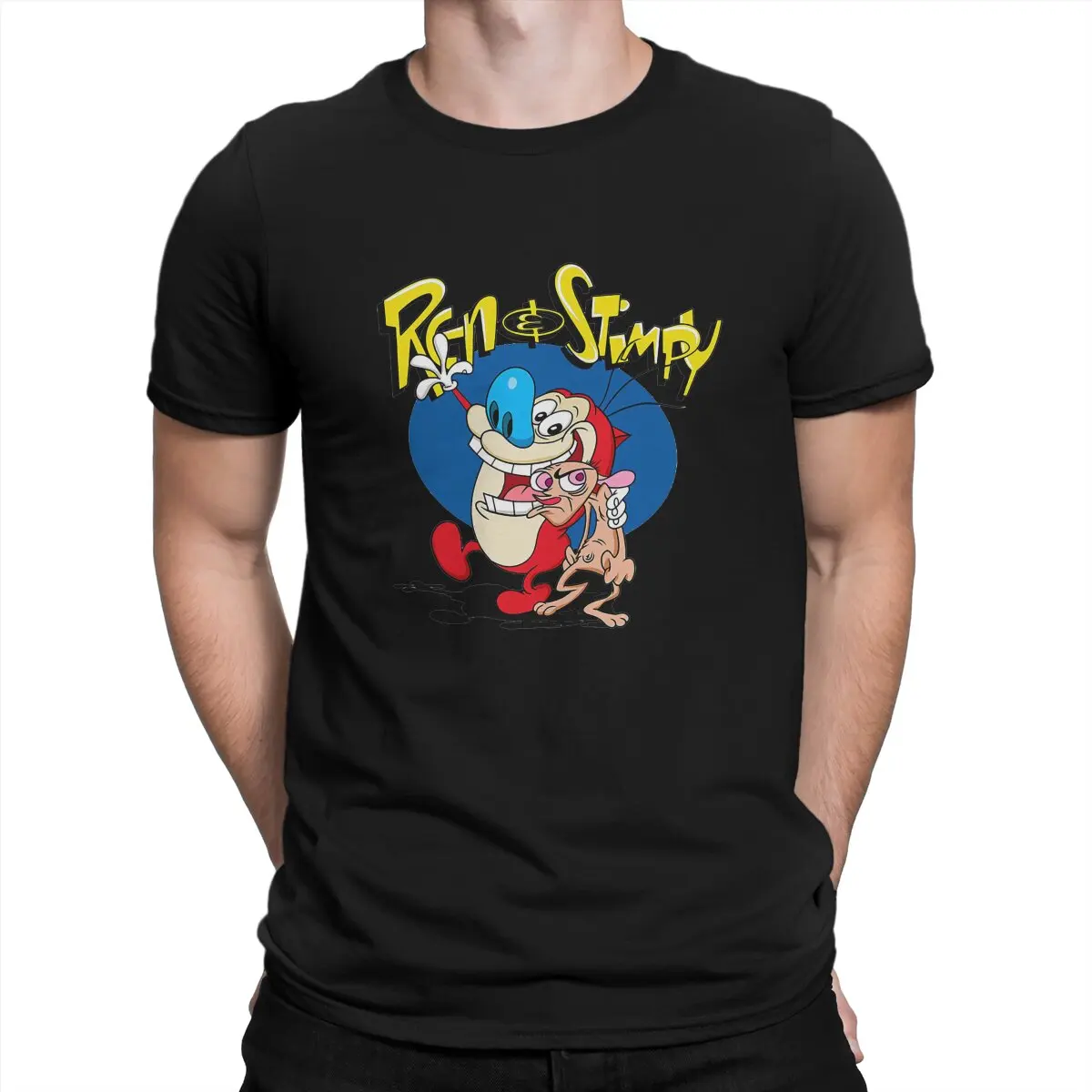 

Футболка с рисунком из фильма Ren And Stimpy Good Friend, Мужская Винтажная футболка из полиэстера с графическим рисунком и круглым вырезом