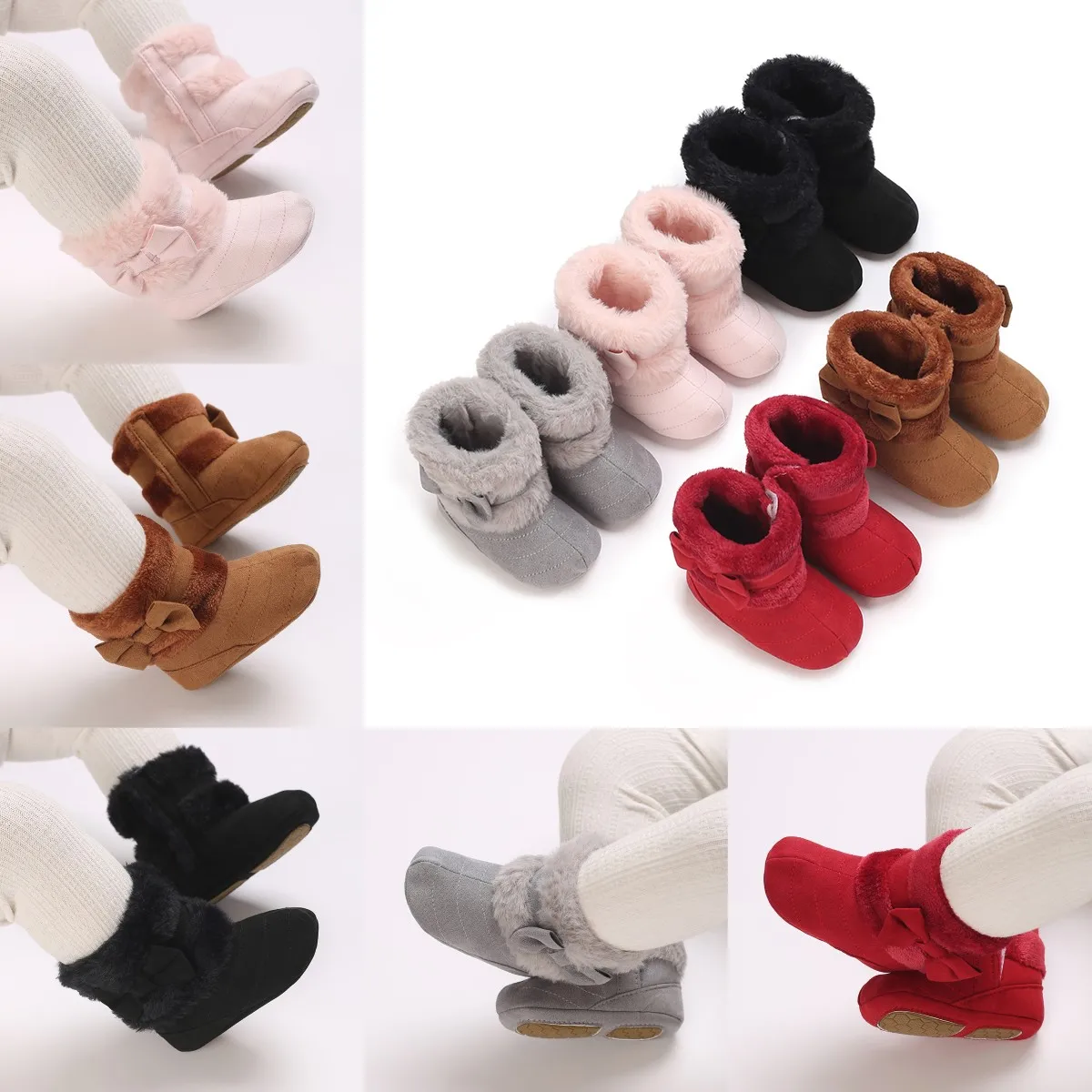 

Winter Newborn Baby Cotton Booties Non-Slip Sole Toddler Boys Girls First Walkers Infant Warm Fleece Shoes Snow Rubber Boots