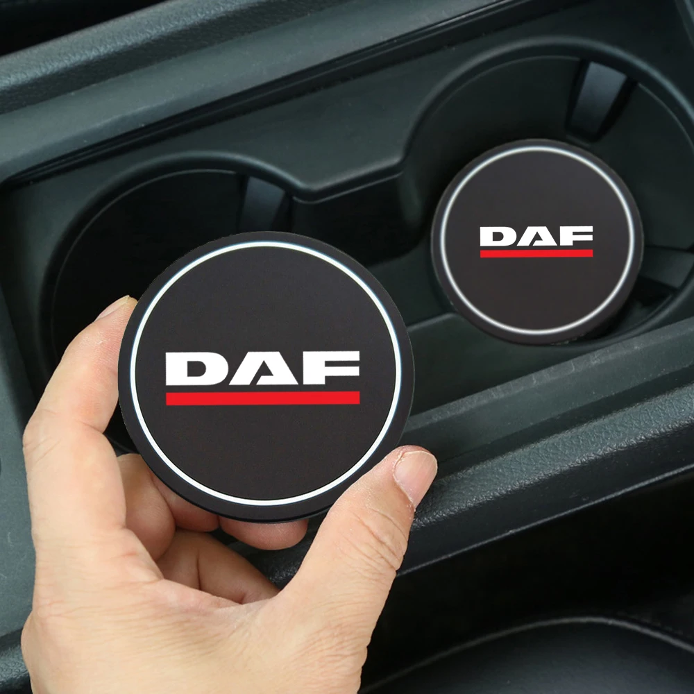 2Pcs Car Coasters Water Cup Slots Non-Slip Mat Waterproof Water Cup Mat Drink Pad For DAF XF 95 105 CF LF VAN Car accessories cup holder coasters car coaster pads