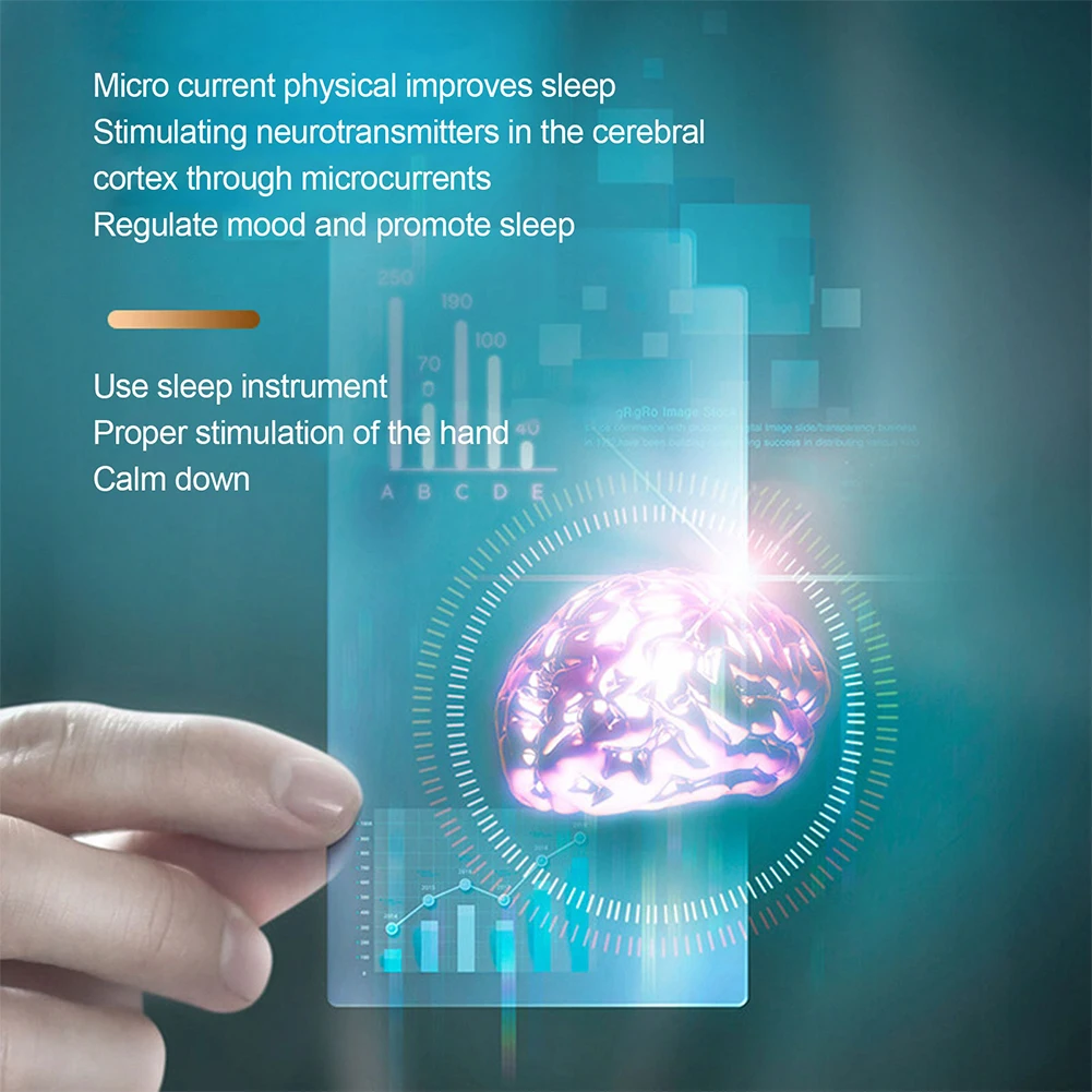 Handheld Micro-Current Instrument Focus Attention Lightweight Sleeping Device Anxiety Pressure Relief for Insomnia Brain Massage