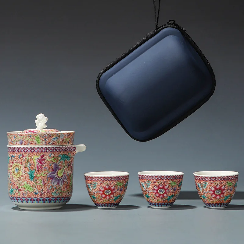 High End Portable Travel Tea Set Kuaike Cup One Pot Three Cups Outdoor Tea Maker
