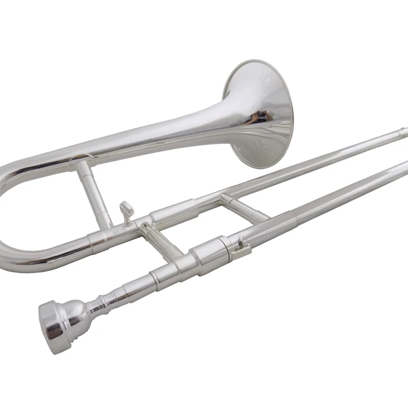 Silver plated Bb Slide Trumpet with Case Mouthpiece Yellow Brass Trumpetes Musical Instruments