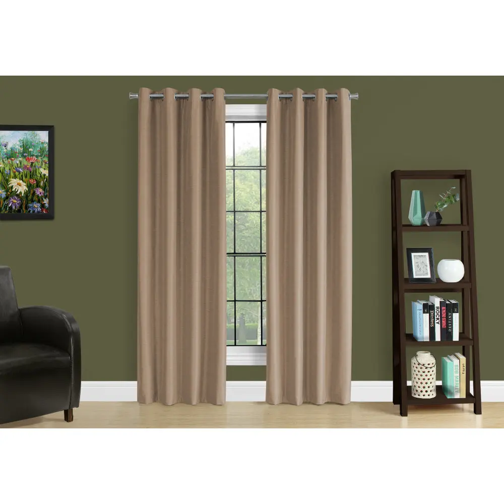 Curtain Panel, 2pcs Set, 54"w X 84"l, 100% Blackout, Grommet, Living Room, Bedroom, Kitchen, Brown Thermal Insulation Polyester, 4