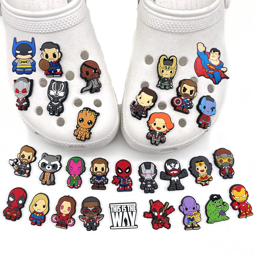 1Pcs Disney Marvel superhero PVC Shoe Charms Cartoon DIY Gaeden Sandals Shoe Accessories For Clog Shoe Decorate Kids X-mas Gifts