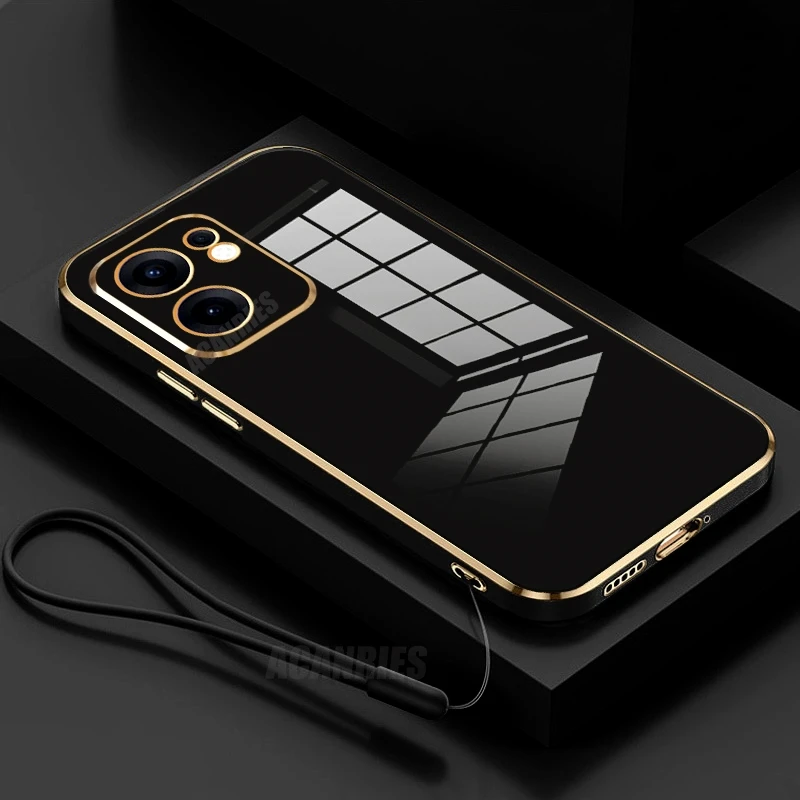 Luxury Plating Lanyard Silicone Shockproof Soft Back Case