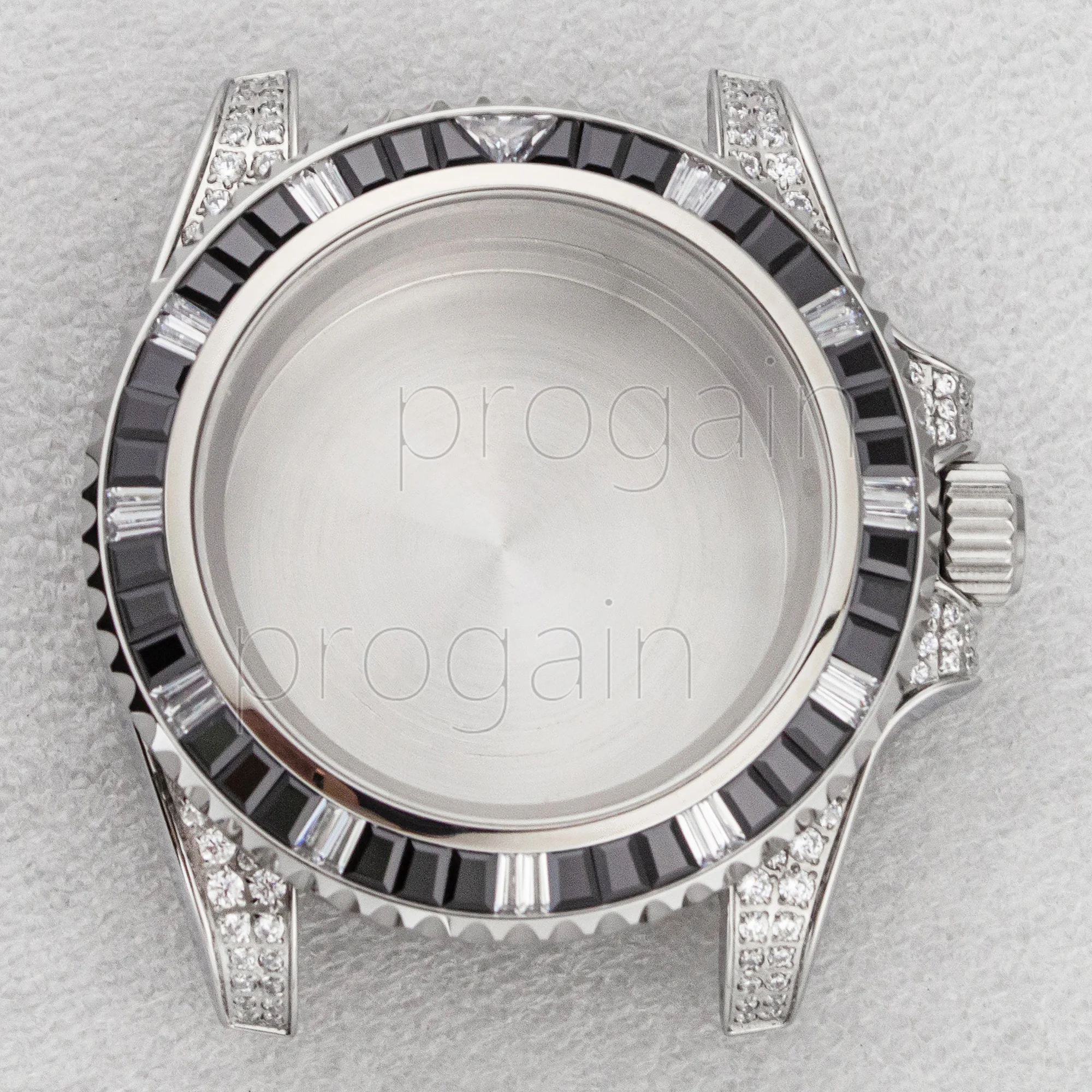Luxury 40MM Full Diamond Stainless Steel Watch Case with Sapphire Crystal Glass