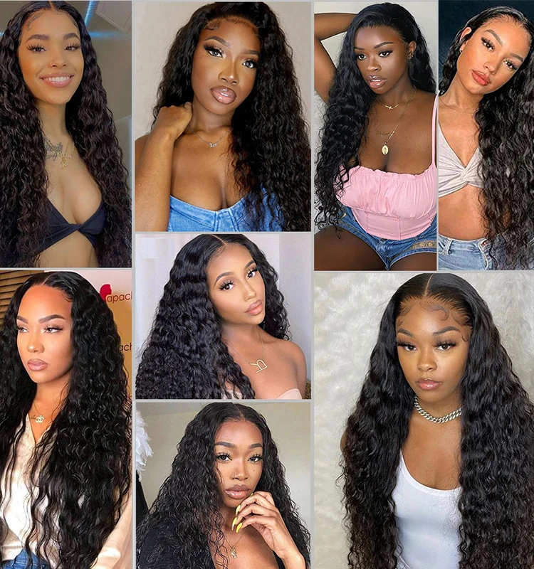13x4 Deep Wave Lace Front Wig Brazilian Lace Frontal Human Hair Wigs Pre Plucked Remy Hair 4x4 Closure Wig 30 Inch