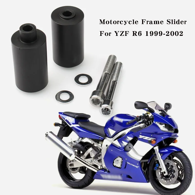 1999-2002 Yamaha YZF R6 Frame Crash Protectors Motorcycle Krator MT219-009 Black Slider 