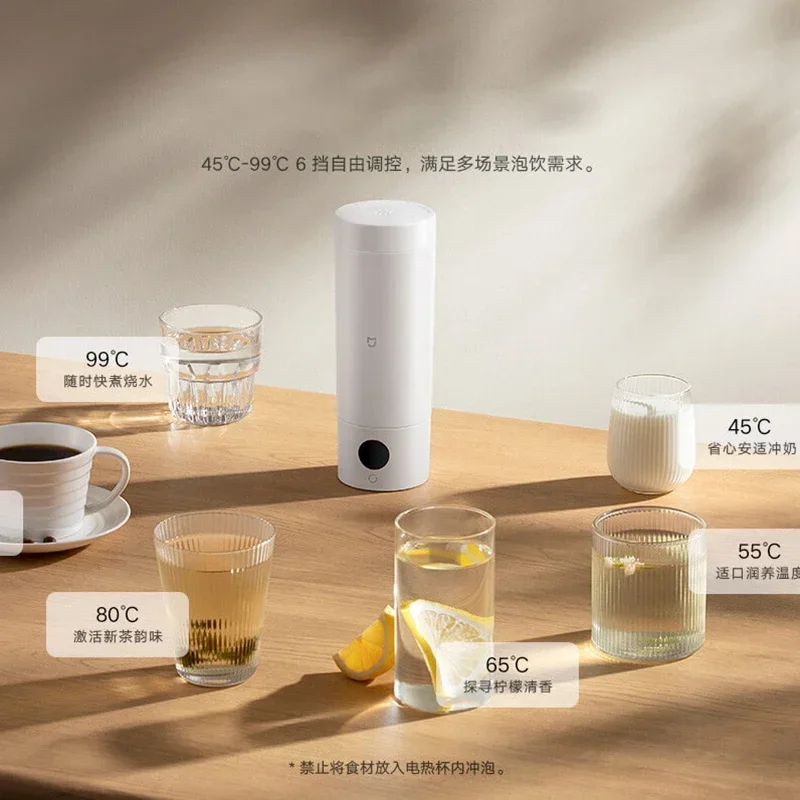 Xiaomi Mijia-taza de calefacción eléctrica portátil, termo LED de 2 temperaturas de acero inoxidable 316, hervidor de agua para café de viaje