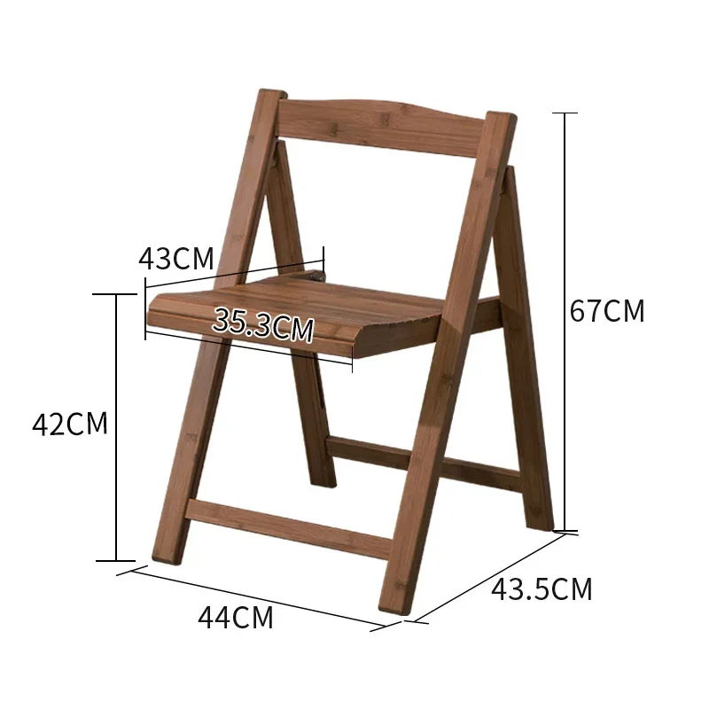 Simple Foldable Chair Natural Bamboo Backrest Seat for Home Portable Dining Chair with Stable Load Capacity Modern Furniture
