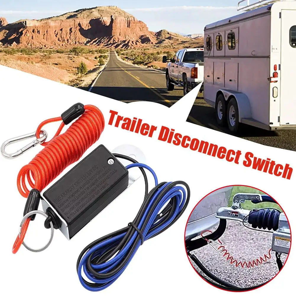 Trailer Breakaway Switch 4Ft Trailer Break Control Kit Electric Brake Switch Red For Towing Camper Car Accessory T2K3