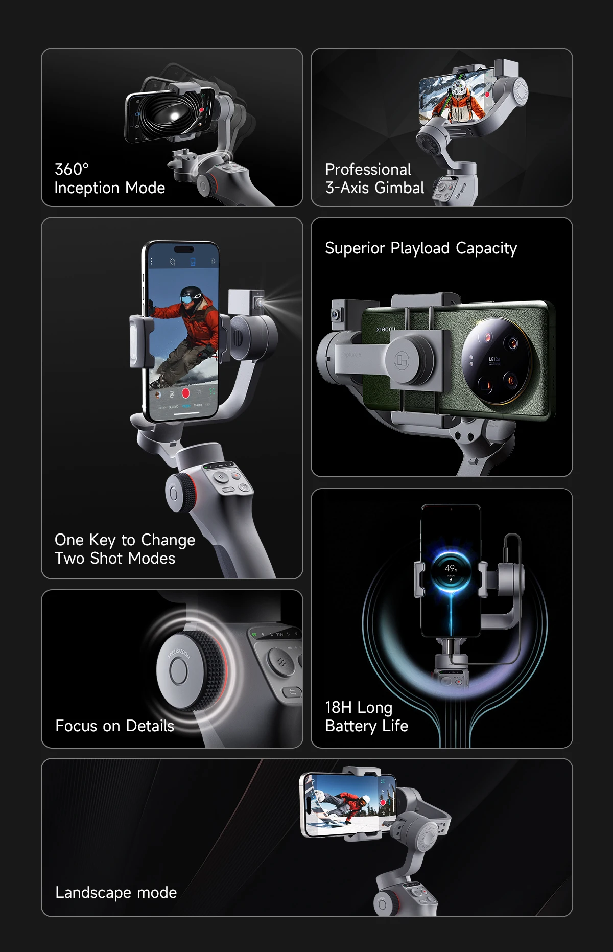 Funsnap Capture 5 3-Axis Gimbal Stabilizer AI-Mode Anti-Shake for