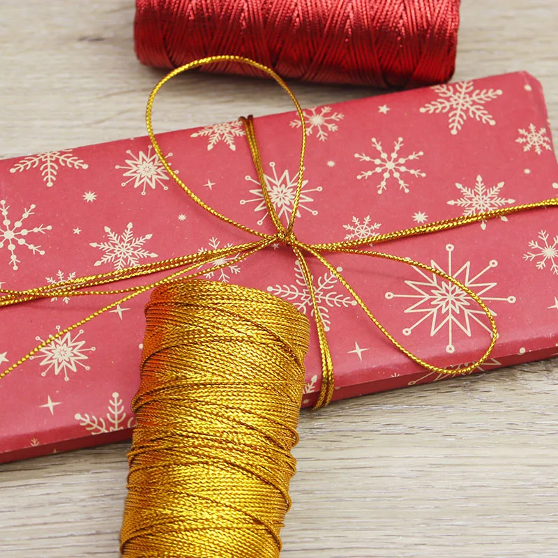 (100 Meters/roll)1mm Wide Hollow 16 Strand Braided Gold Wire Ribbon Flower Cake Gift Box Packaging Ribbon Holiday Decoration DIY