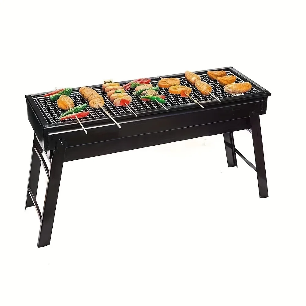 

Stainless Steel Portable BBQ Charcoal Grill for Outdoor Camping, Picnics, Garden, and Beach Parties - Compact and Lightweight wi