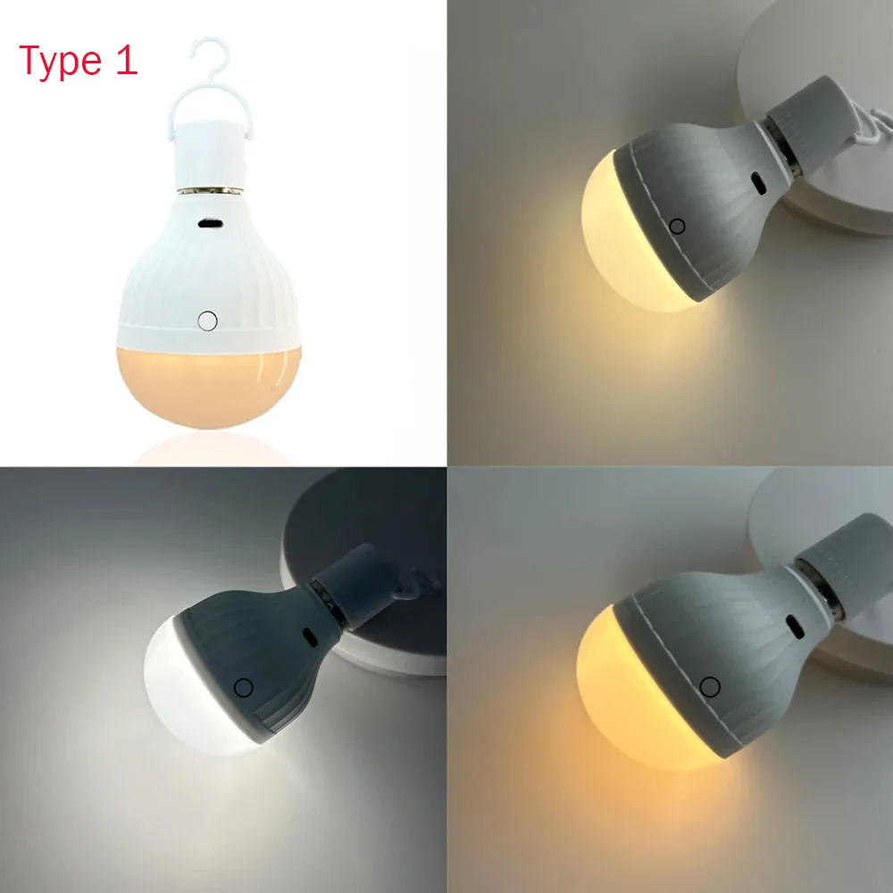 800LM USB C Rechargeable Light Bulbs Remote Control E27 Dimmable Portable Emergency lamp Home Power Outages for Camping Outdoor