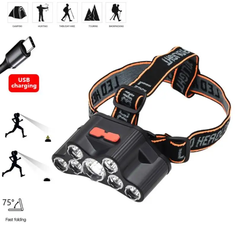 

7/5LED Led Headlamp Head Flashlight Rechargeable Super Bright Waterproof Built-in Battery 3 Modes For Outdoor Camping Fishing