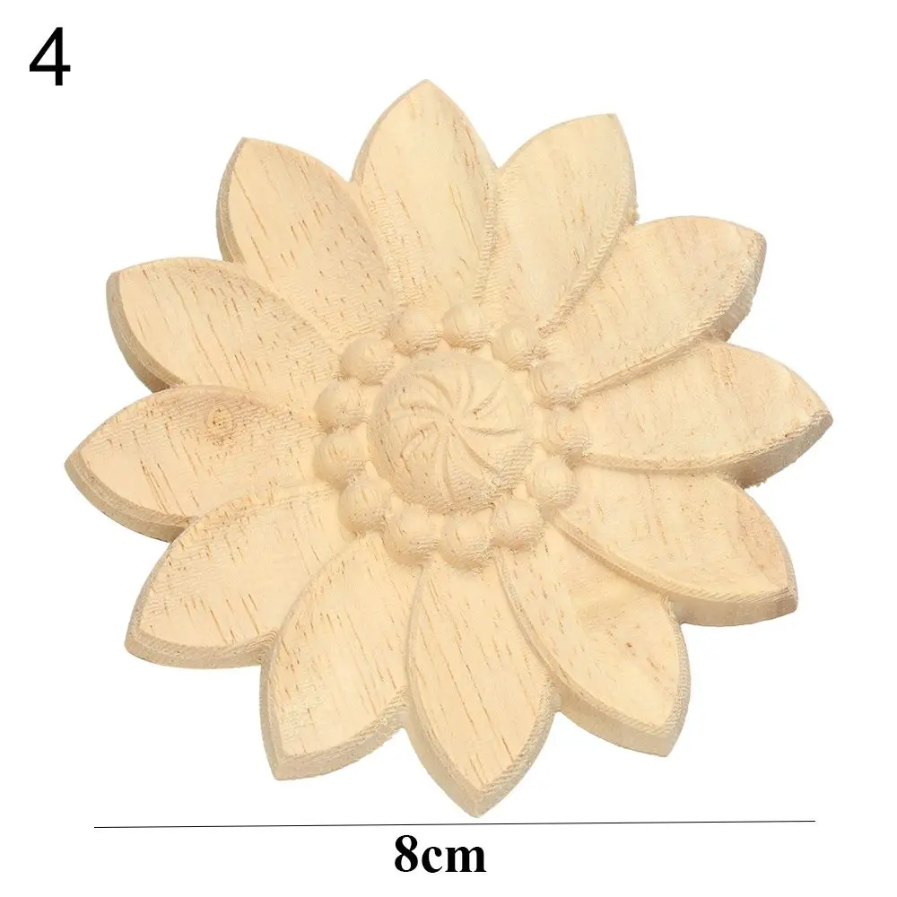Natural Floral Carved Wooden Decorative Figurine Craft Frame and Corner Applique