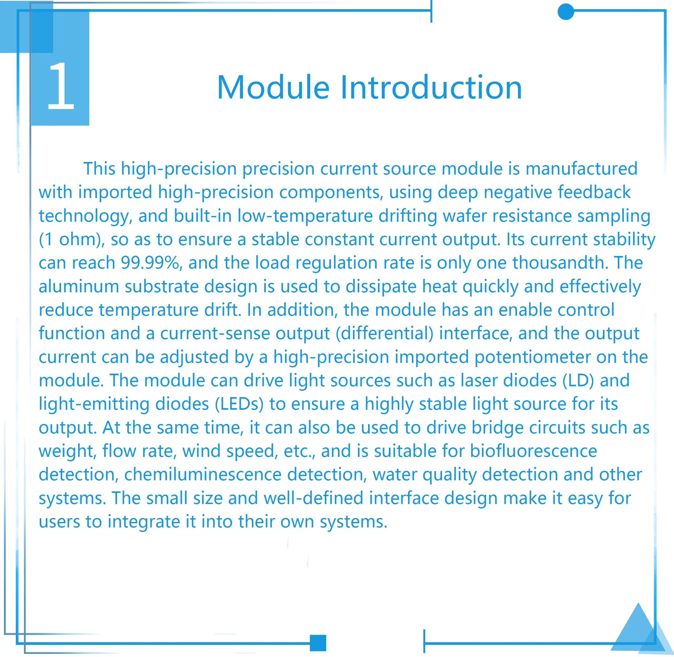 Precision constant current source module, adjustable current source, high-precis