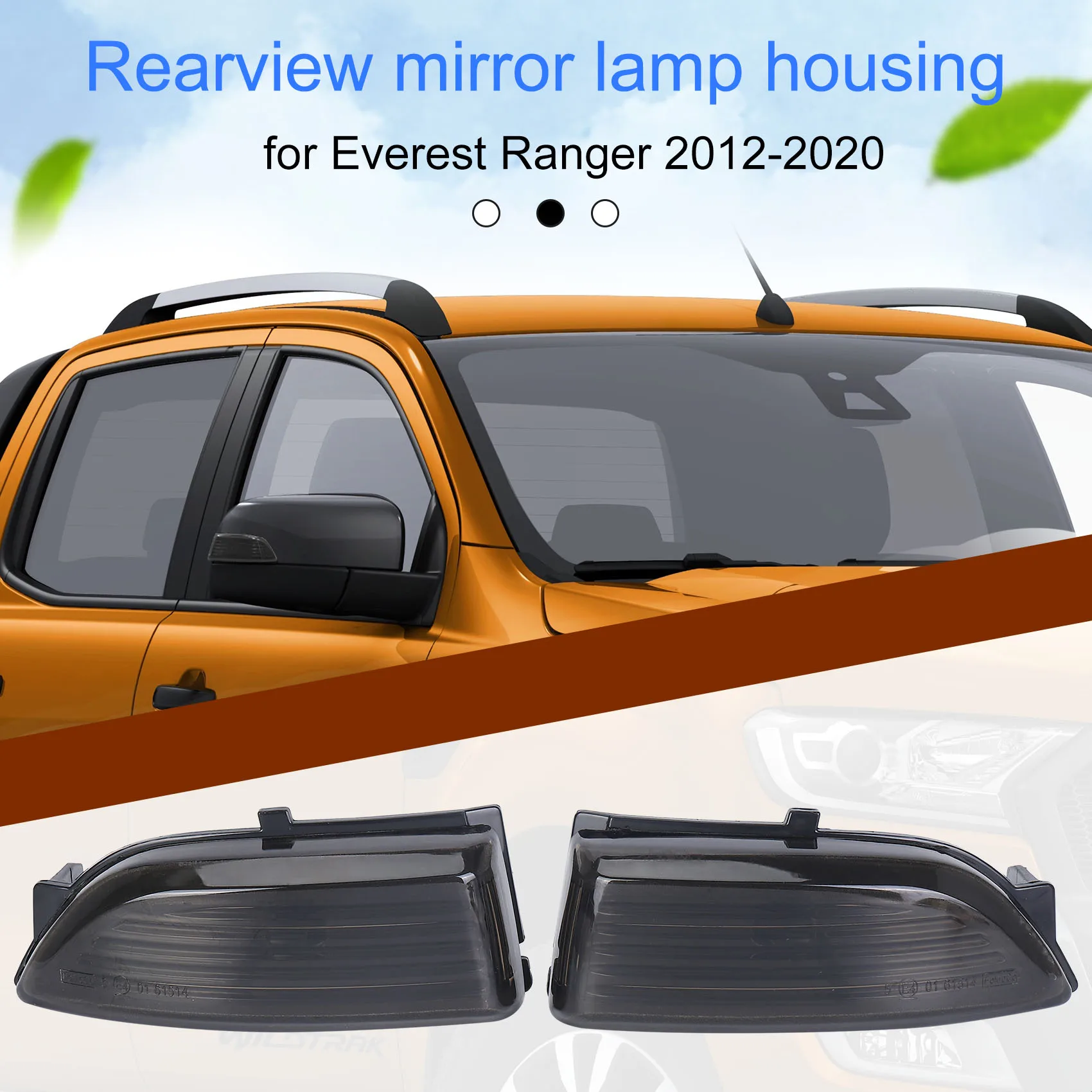 

Left+Right Rearview Mirror Light Cover Indicator Turn Signal Lamp Cover for Ford Everest Ranger 2012-2020(Without Bulbs)