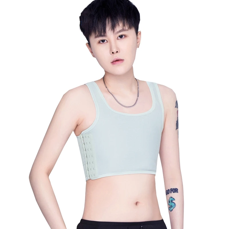 Haleychan Women's Mesh Breathable Chest Binder 3 Rows Of Hooks Plus Size Corset Top For Tomboy