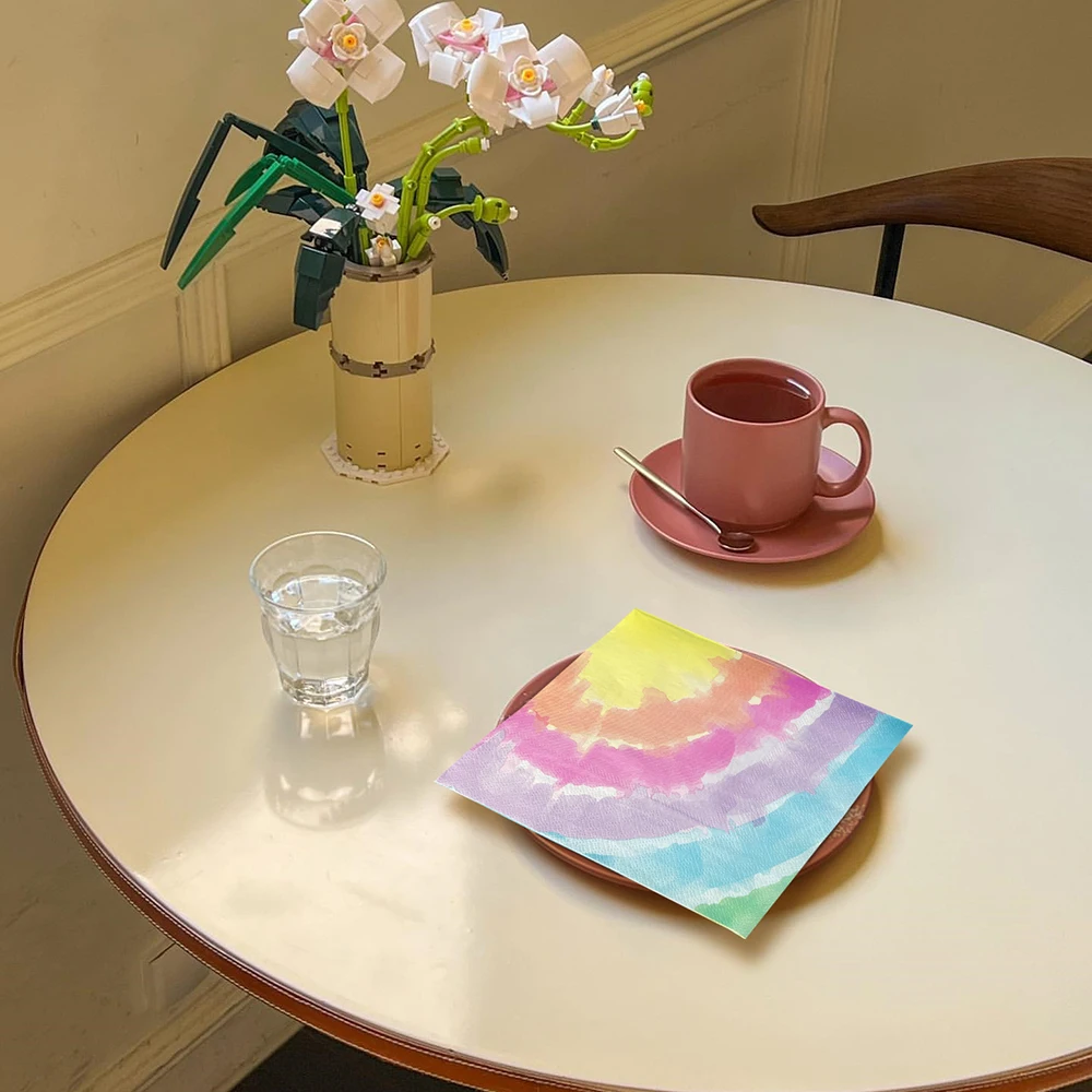 20pcs/pac Colorful Peach Heart Paper Napkins Birthday Wedding Party Table Setting Paper Cafe Mouth Cloth Serviette Papier