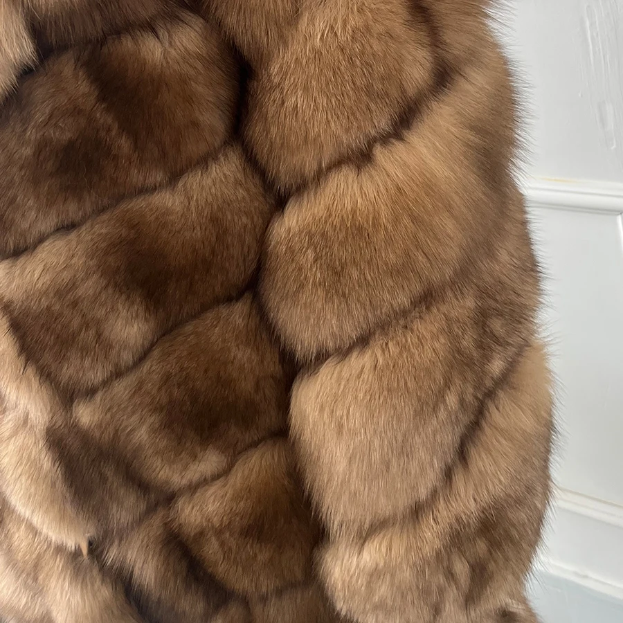 Women Real Fox Fur Coat Winter Genuine Fur Jacket Mid-Length Women Warm Best Selling Natural Fox Fur Coat