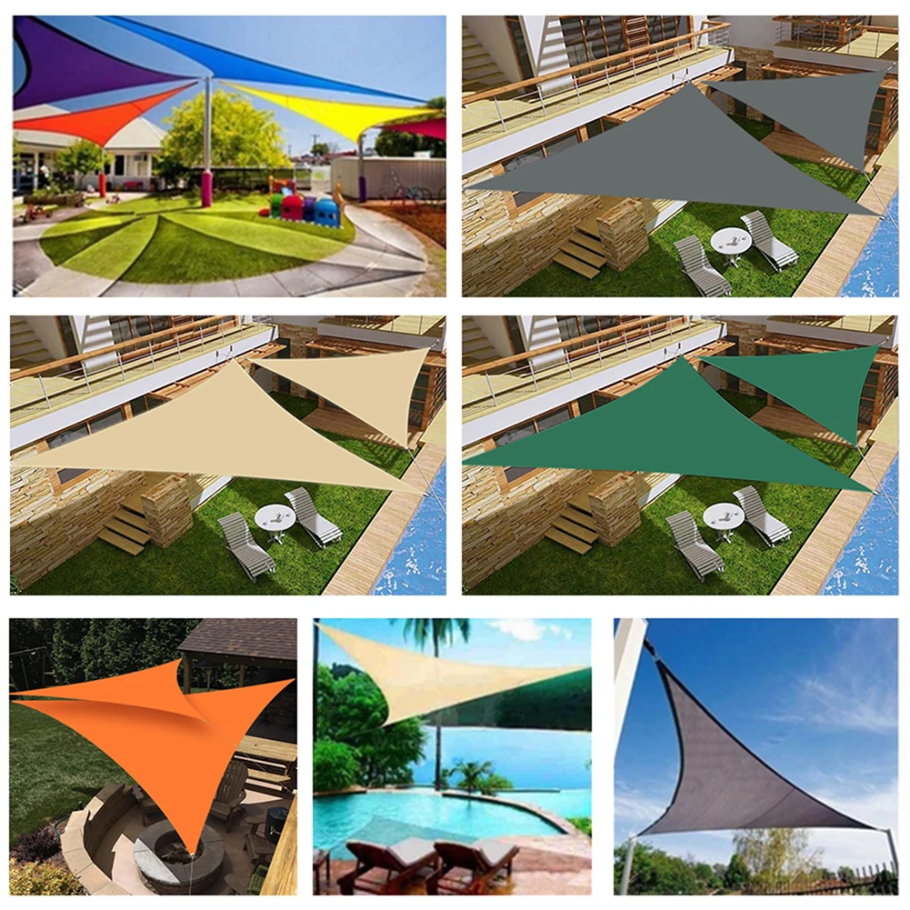 Waterproof Grey & Black Triangle Sun Shade Sail Canopy – 98% UV Block Outdoor Shelter
