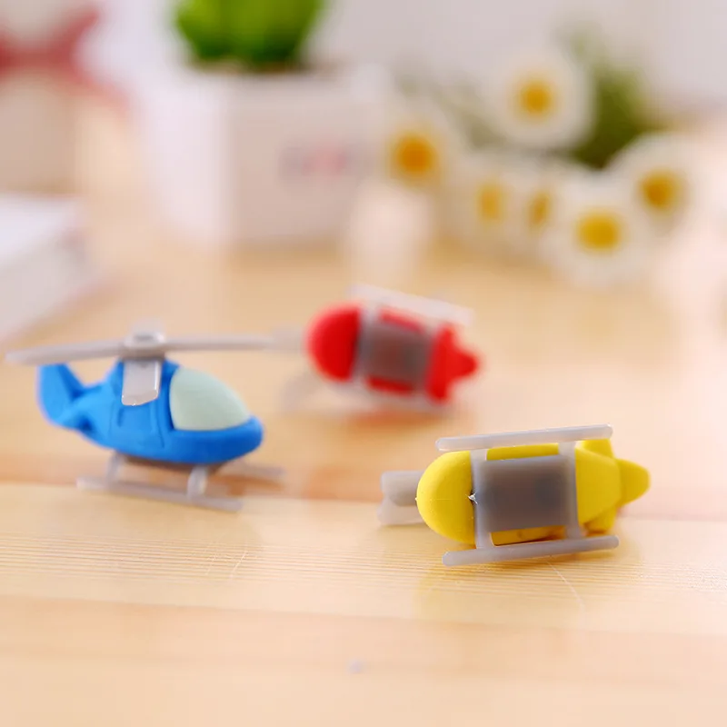 

24 Pcs Creative Cartoon Helicopter Modeling Erasers Student Stationery School Supplies Wholesale