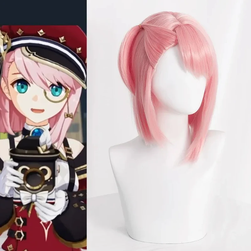 

Genshin Impact Charlotte Cosplay Costume Role Play Pink Wig Halloween Party Costumes Clothing