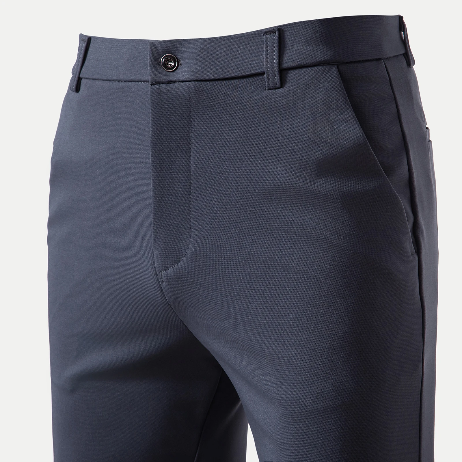 Anna-Kaci Men's Relaxed Fit Straight Leg Pants with Vertical Seam Detail and Button Closure