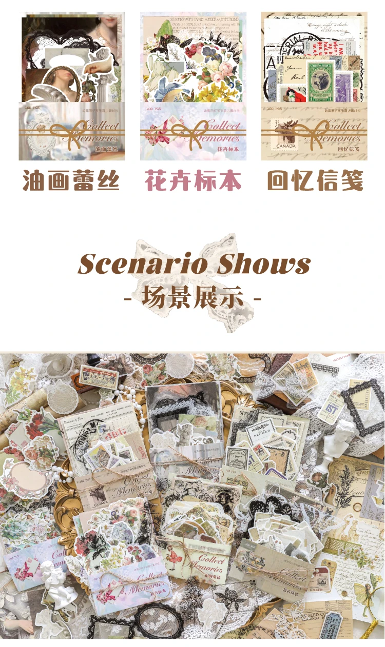 Yoofun 100 teile/los Memo Pads Material Papier sammeln Erinnerungen Junk Journal Scrap booking Karten Planer DIY Retro-Papier – Detail 3