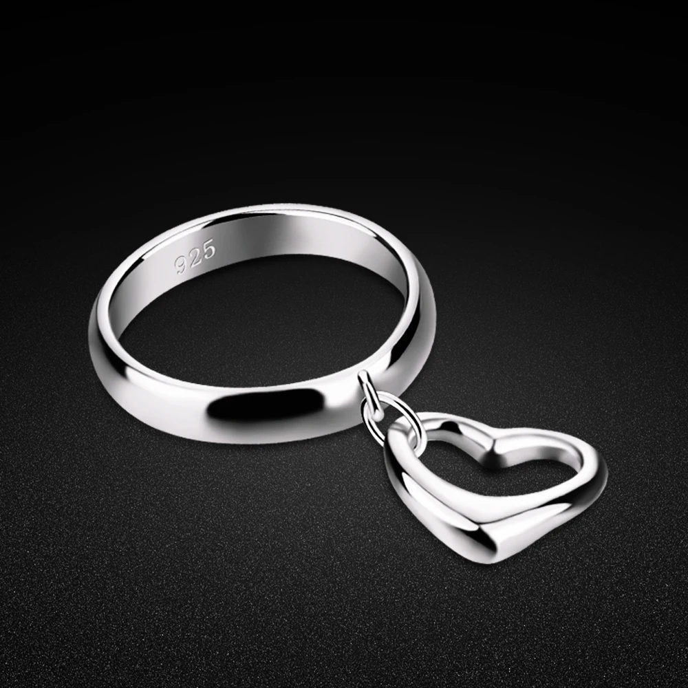 Coppia Anello 925 Sterling Silver Heart Lover Anelli Per Le Donne Hollow Texture Finger Ring 6-9 # Trendy Jewelry Cocktail Ring Gift