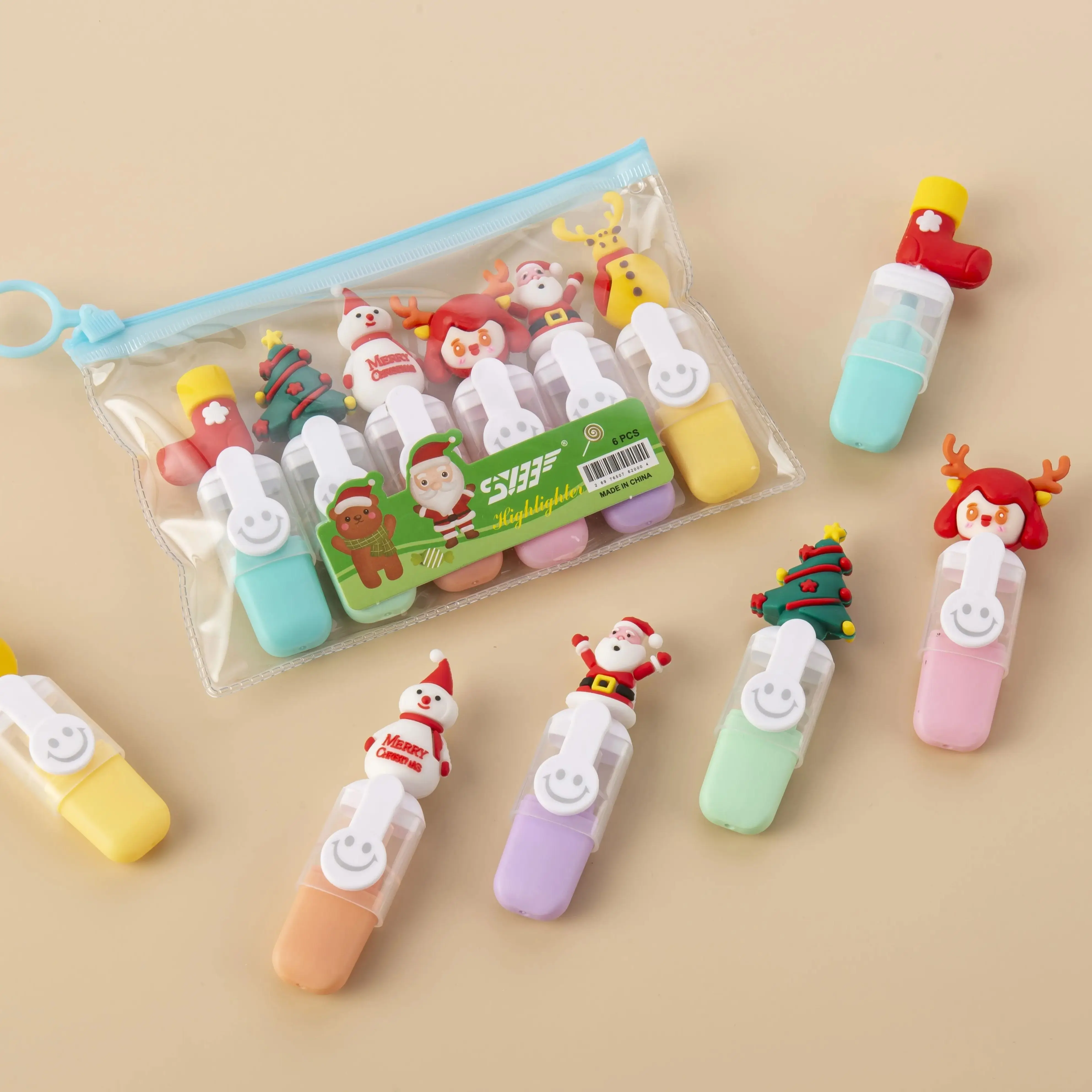 6 PCS Cute Cartons Characters Mini Children 6 Fluorescent Macaroon Colors Office School Art Use Highlighter highlighter pen marker pen highlighter marker art marker