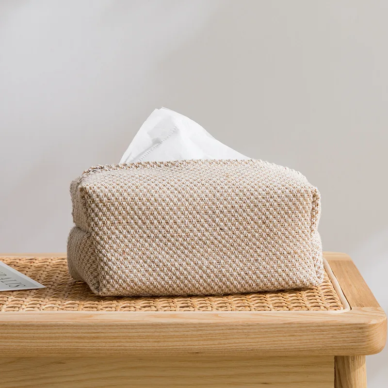 Nordic Linen Tissue Box Cover Rectangular Shaped Car Home Living Room Table Use Cloth Drawstring Bag tissue box