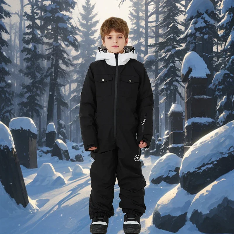

Children Jumpsuit Ski Sport Warm Thickened Tracksuit Girls 2025 Winter Kid Skiing Suit Outdoor Windproof Waterproof Snow Clothes