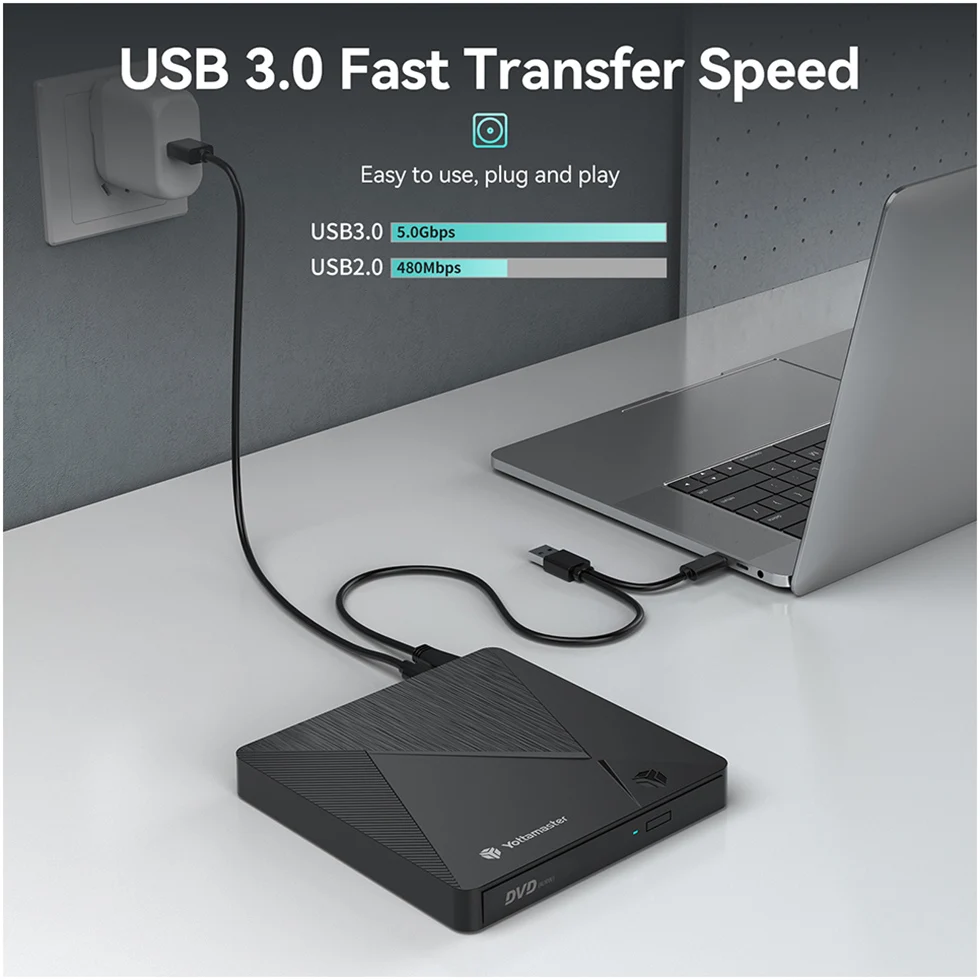 CD DVD Drive Yottamaster External Disk Recorder Reader Burner Tray Player Drawer Optical Drive Disc Enclosure for 5"CD R/RW ROM DVD RAM DL BD
