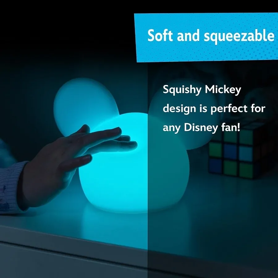 Mickey Mouse Squishy Light Color Changing Night Light for USB Powered Battery Operated Dimmable Lamp Ideal for Bedroom Playroom