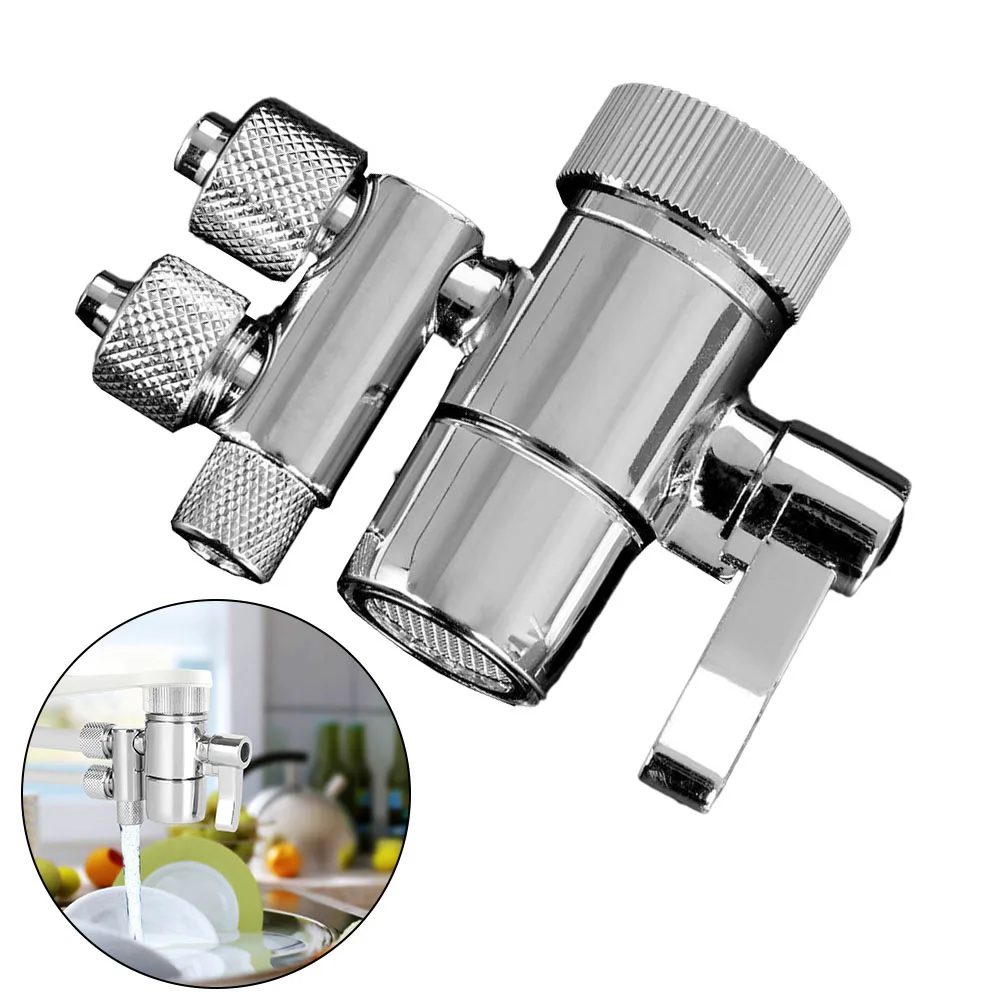 Description Picture 3 of itemSilver Diverter Valve Two Way Faucet Filter Diverter Valve Chrome Plated Suitable for Most Counter Top Filters