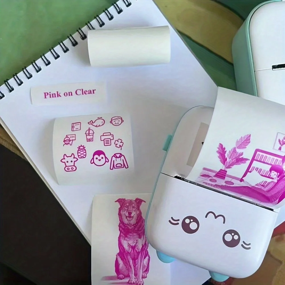 Transparent Color Printing Paper/Blue/Green/Black, Mini Transparent Tape 57mm, Compatible with Mini Printers for Coloring Print