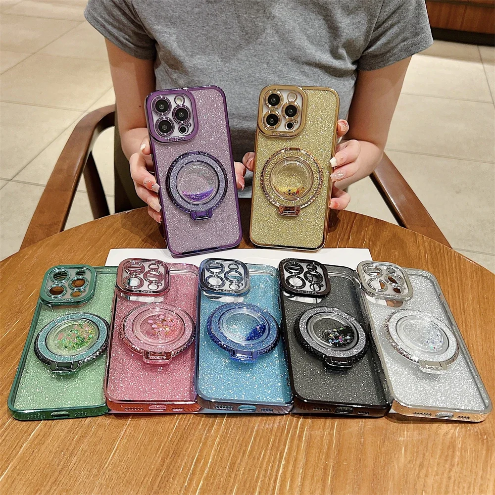 Bling Glitter Magnetic Phone Case For Iphone With Magsafe Holder_voghion.com