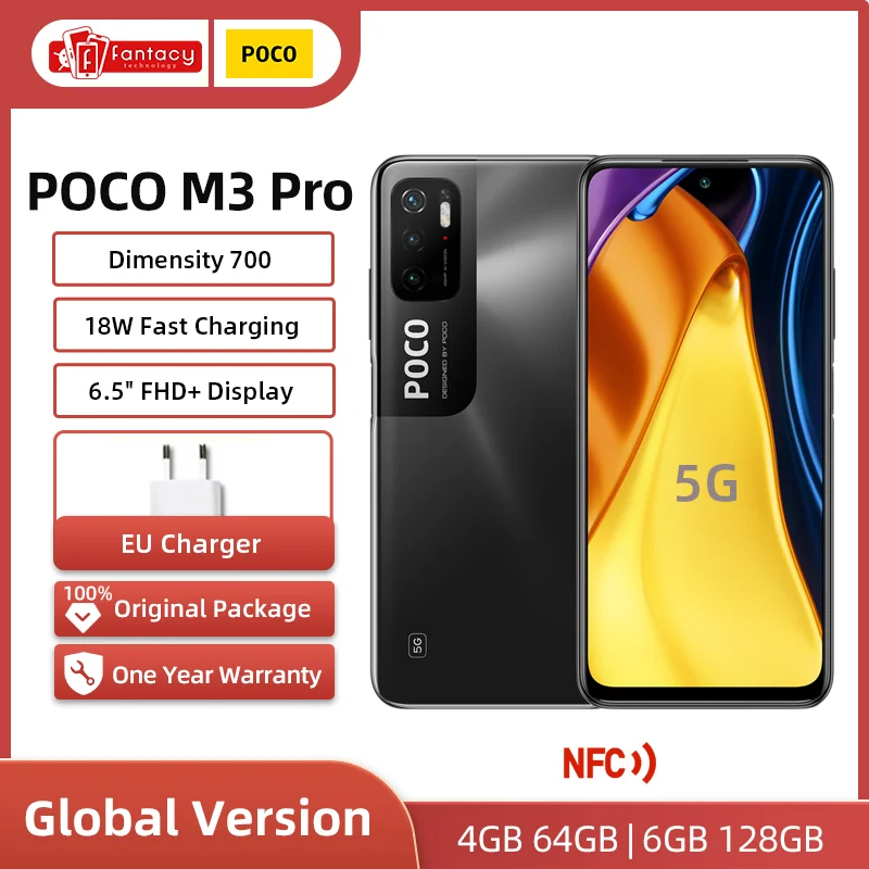 Global Version POCO M3 Pro NFC Dimensity 700 Octa Core 90Hz 6.5” FHD+ DotDisplay 5000mAh 48MP Triple Camera poco mobile new model
