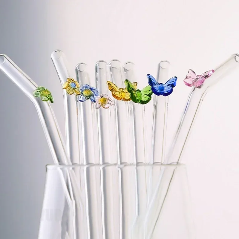 Eco-Friendly Butterfly & Flower Shaped Glass Straw