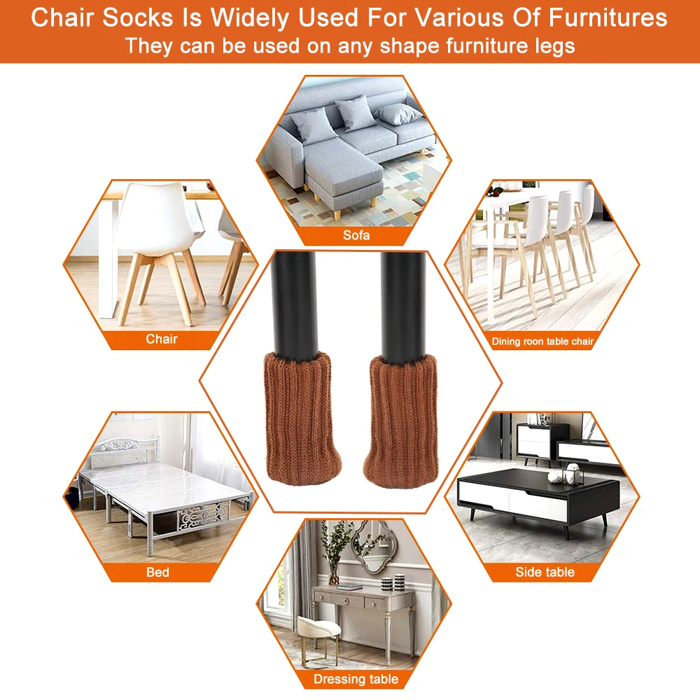 24PCS Table Legs Socks Knitted Chair Cover Furniture Legs Sock Chair Leg Floor Protector Cover Legs For Furniture Chair Leg Caps