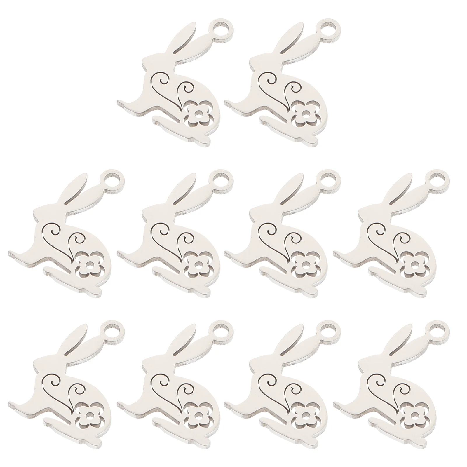 

10 Pcs Titanium Steel Rabbit Pendant Jewlery Stainless DIY Accessories Lovely Charms Small Pet Pendants Craft Supplies