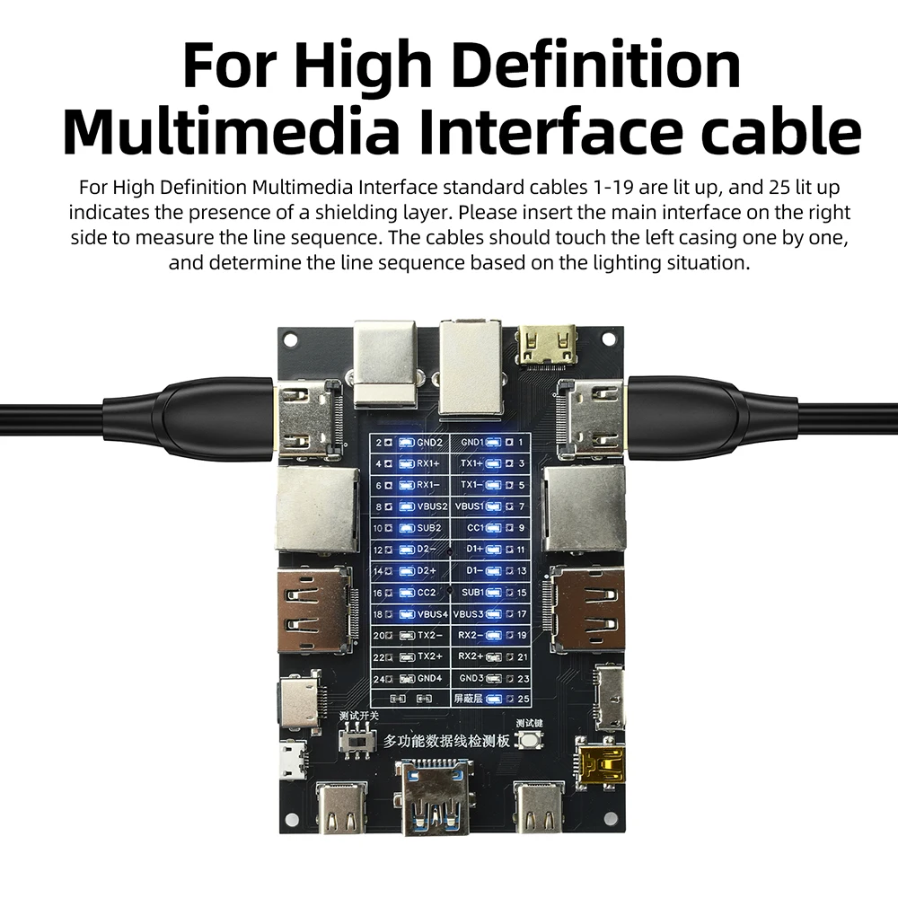 Universal Data Cable Diagnostic Tester – Short Circuit & Connectivity Detection Tool