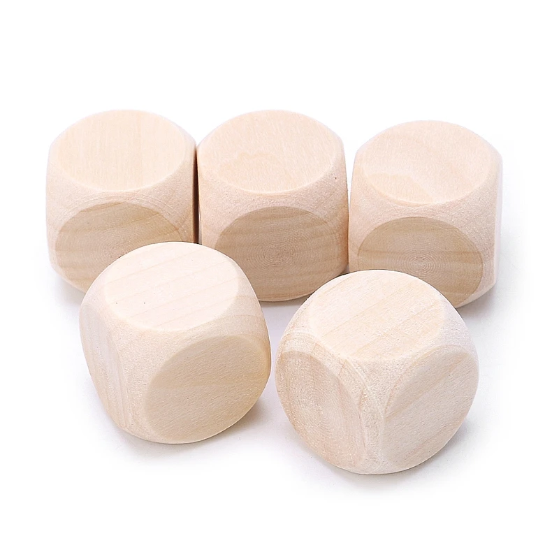 5Pcs 30mm/40mm 빈 나무 주사위 아이 장난감 인쇄 조각 쓰기 그림 DIY 가족 게임 주사위
