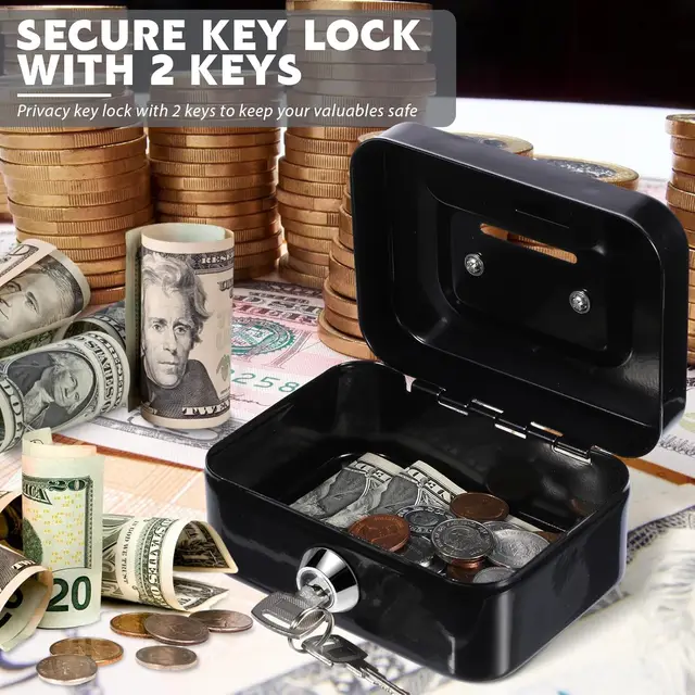 Mini Money Safe Box Key Money Holder Metal Storage Case Small Security Lock Box with Key Kids Portable Lockable Coin Boxes 3