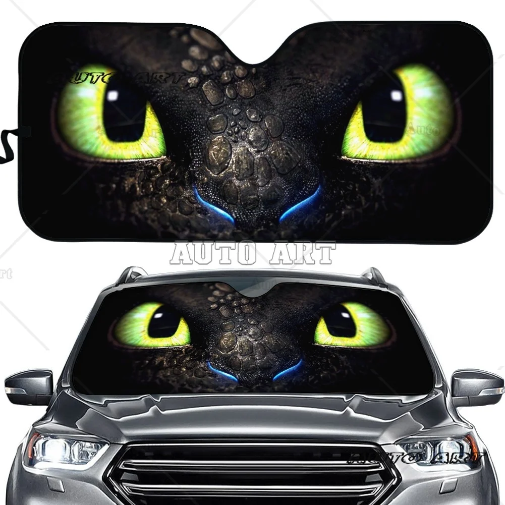Train Your Dragon Eyes 3D Pattern Auto UV and Heat Front Windshield Sunshade Durable Car Windshield Sun Shade Car Accessories car sunshade windshield sunshade windshield sun shade